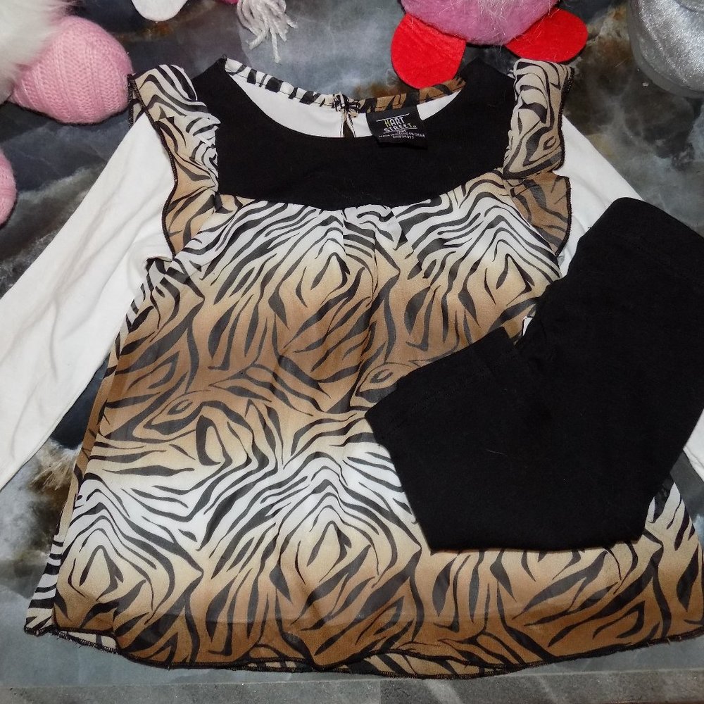 Hart Street Brown Zebra Print Tunic Outfit Size 12 months Girl's NEW